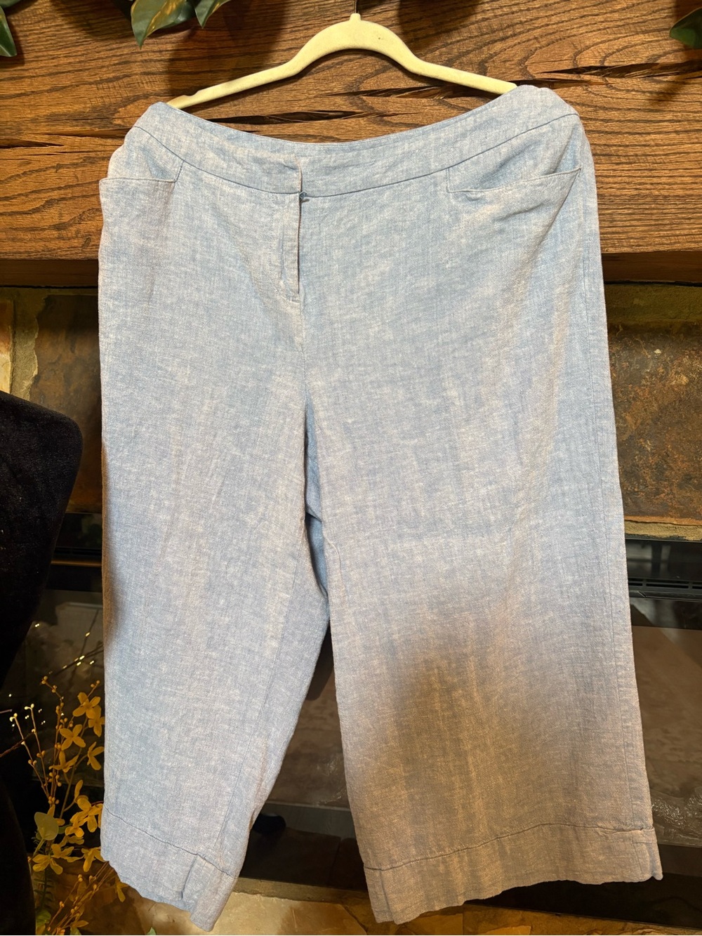 Lane Bryant Light Blue Linen-Blend Wide Leg Pants